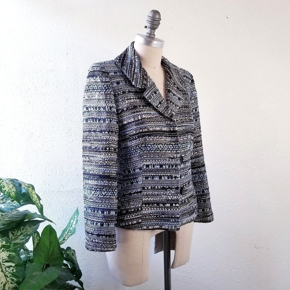 LAFAYETTE 148 NY Blue Tweed Bouclé Jacket Blazer - Picture 11 of 11